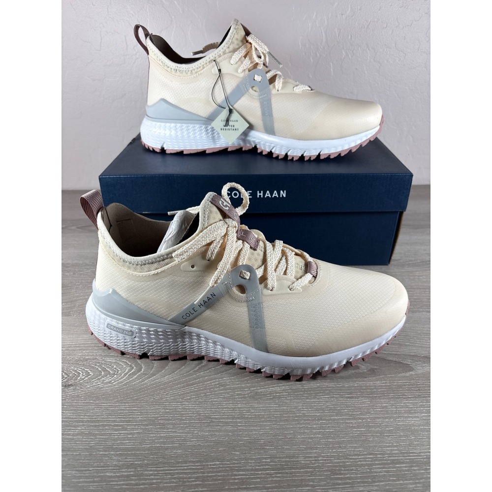Cole Haan ZG Overtake Golf WR Ivory Fawn Water Resistant Shoes W32686 Women 10.5